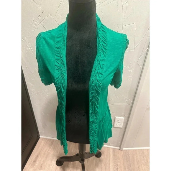 INC ruffled cardigan. Kelly Green color. XS - Picture 1 of 4